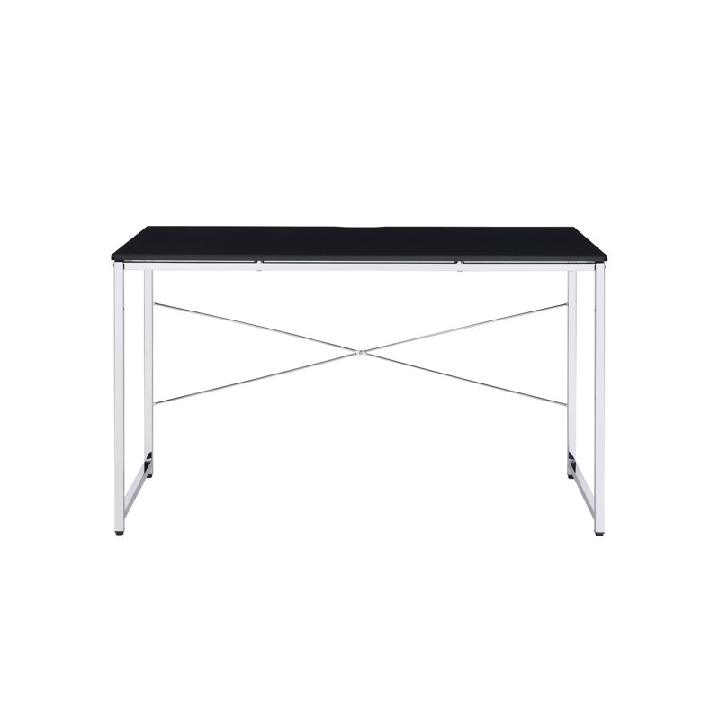 Bureau d'écriture au fini noir et chrome Tennos (sans la chaise de bureau), Noir