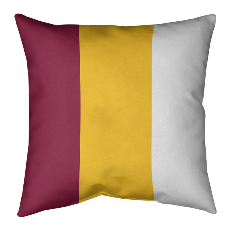 Striped Outdoor Reversible Throw Pillow, 16" H x 16" W, Maroon/Yellow