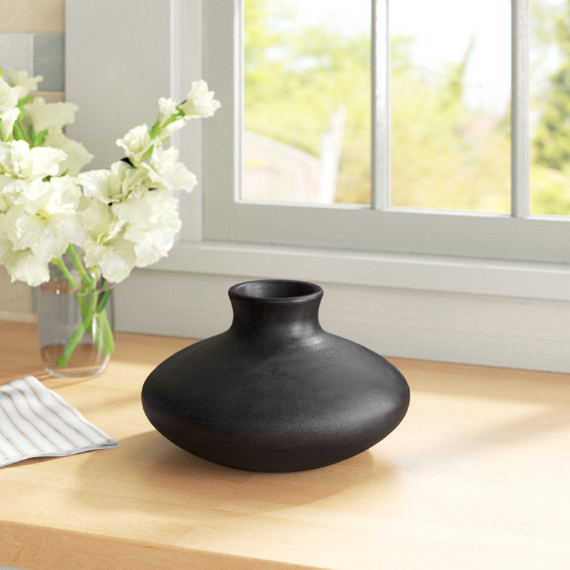 Chamel Handmade Ceramic Table Vase, White, 6"