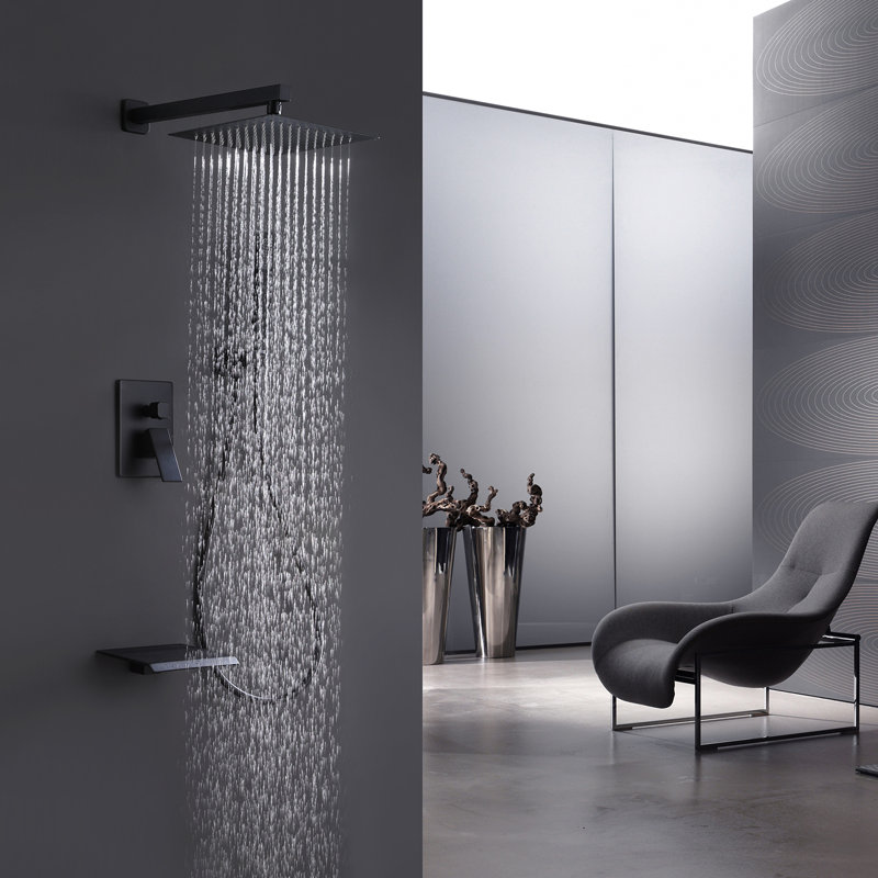 8-Inch Matte Black Multi-Head Rain Shower System with Filter