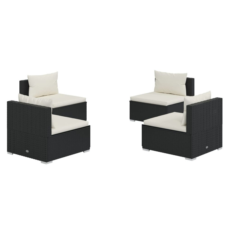 Ensemble modulaire de patio de 27,6 po de largeur avec coussins, Bleu, Noir