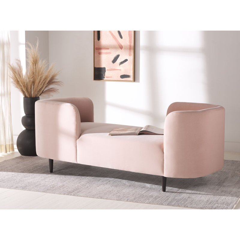 Midway Velvet Chaise Lounge, Light Pink
