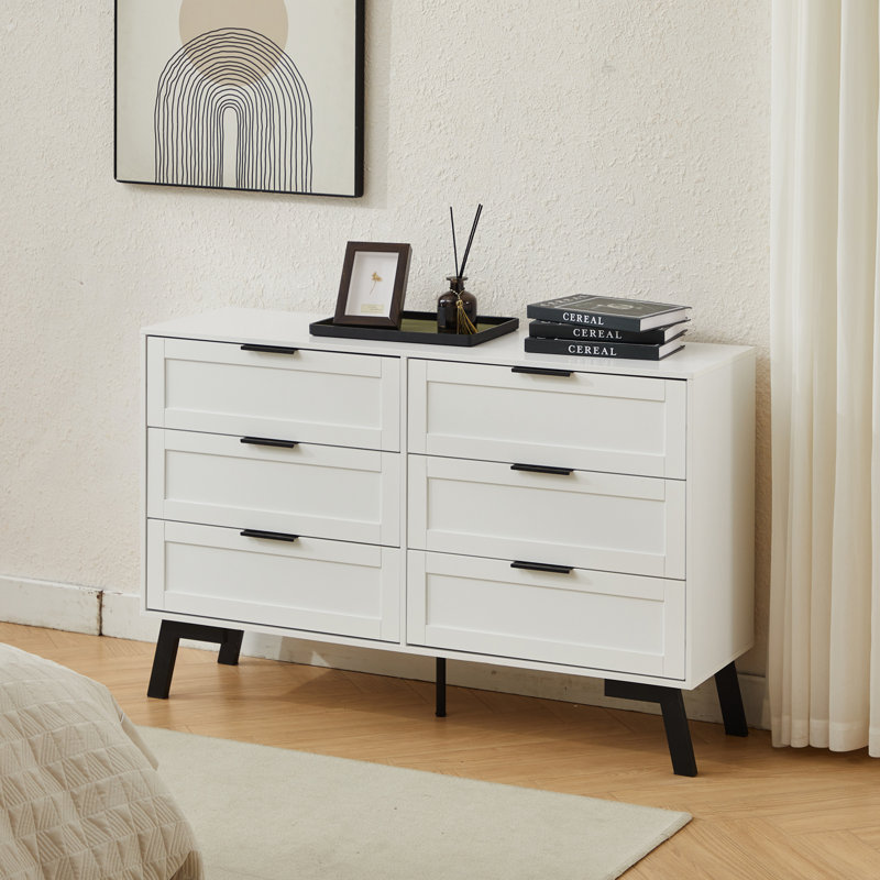 Cailan 46.9" Wide 6-Drawers Accent Chest, White