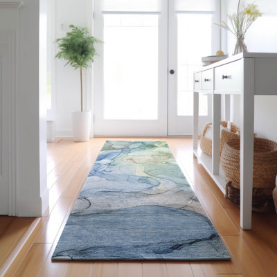 Premium Machine Washable Cerrito AMF512 Blue Rug