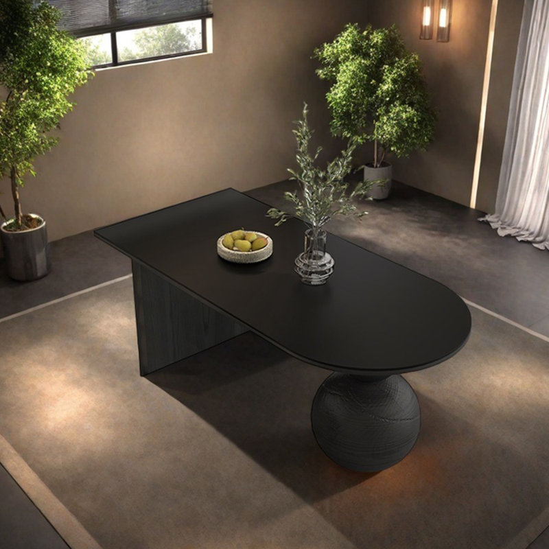 Table de salle à manger en bois massif fritté, Noir, noir, noir, noir, H 29,53 po x L 62,99 po x l 31,5 po
