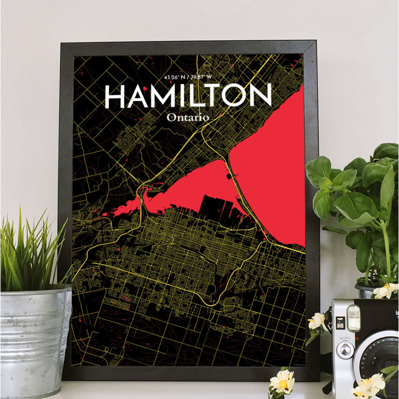 Hamilton City Map - No Frame Print, 43 cm H x 28 cm W
