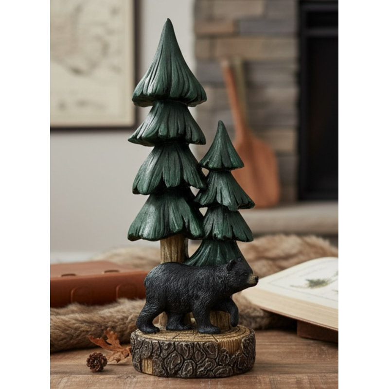 Figurine décorative ours et arbre