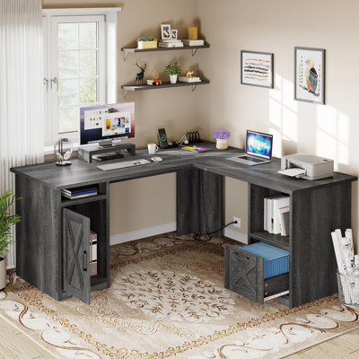 60 Inch Computer Desk Corner Desk with File Drawer