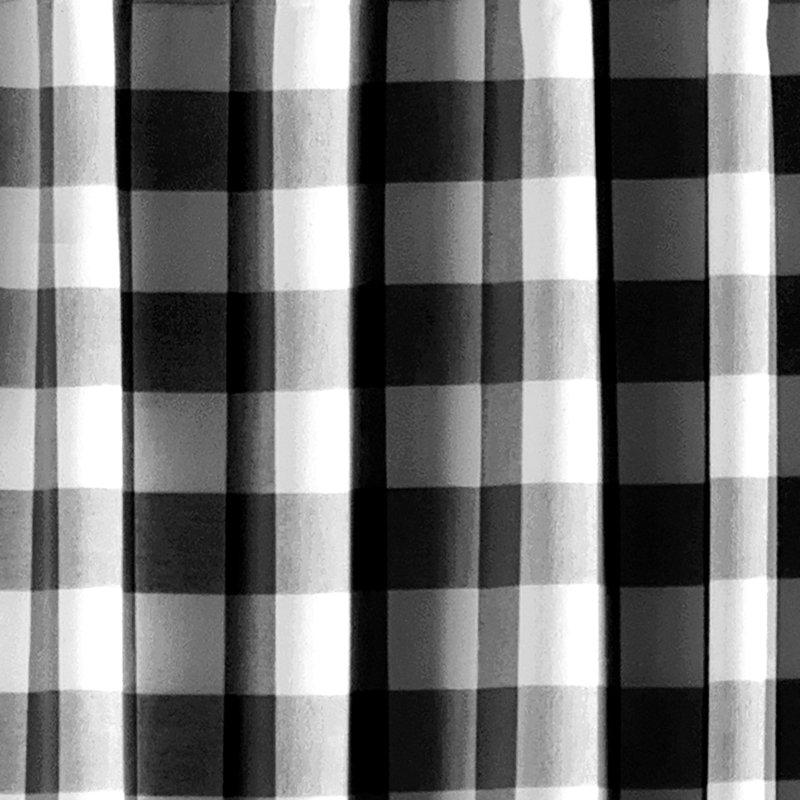 Broadus 100% Cotton Buffalo Check Semi-Sheer Rod Pocket Single Curtain Panel, 52" x 95", Black