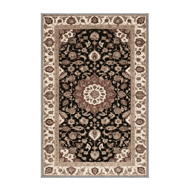 Tapis persan gris lavable à la machine, Rectangulaire 8 pi x 12 pi