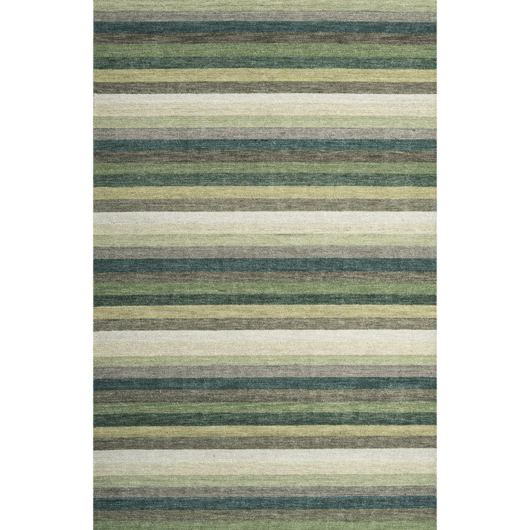 Jazzy Handmade Wool Green/Yellow Rug