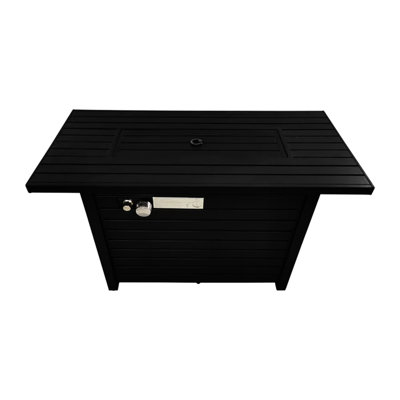 Table de foyer d'extérieur en acier de 42 po de largeur avec couvercle de H 25 po - Ajoute de la chaleur et du style à votre couvercle, une touche contemporaine