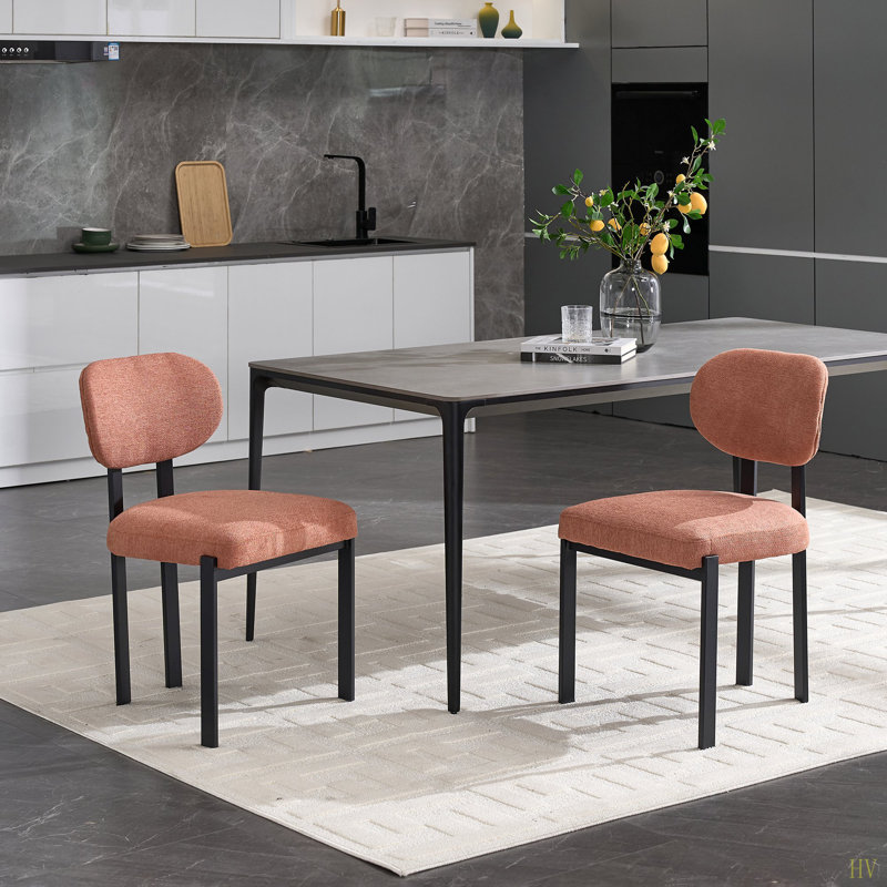 Ensemble de 2 chaises de salle à manger de style moderne Mid-Century Boucle, élégantes et ergonomiques avec des pieds en métal noir pour une assise confortable