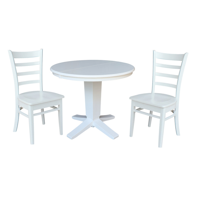 Ensemble de salle à manger extensible Pataconk, 3, Blanc / Blanc