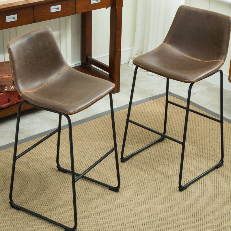 Telsha Upholstered Counter Stool, Antique Gray, Bar Stool (29" Seat Height)