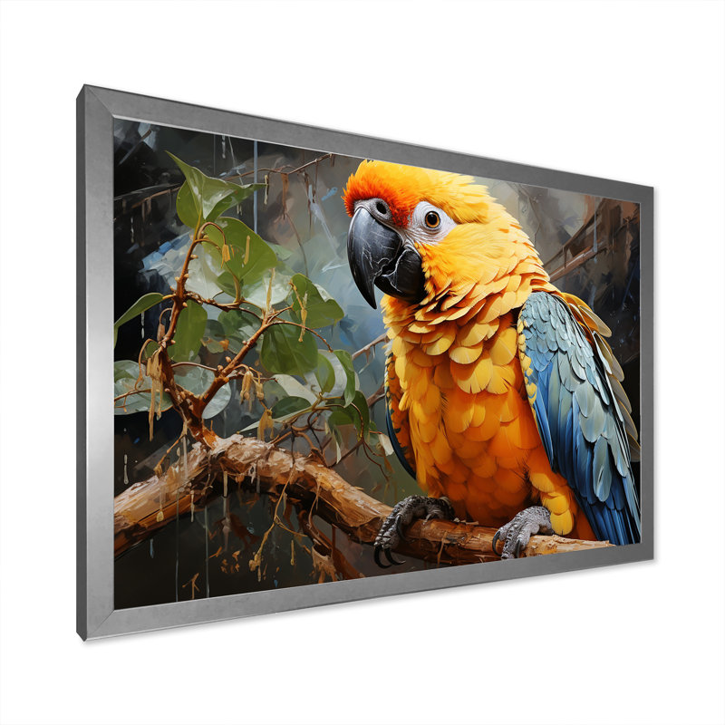 Perroquet harmonie tropicale I, Cadre photo argenté, H 24 po x l 32 po x P 1 po