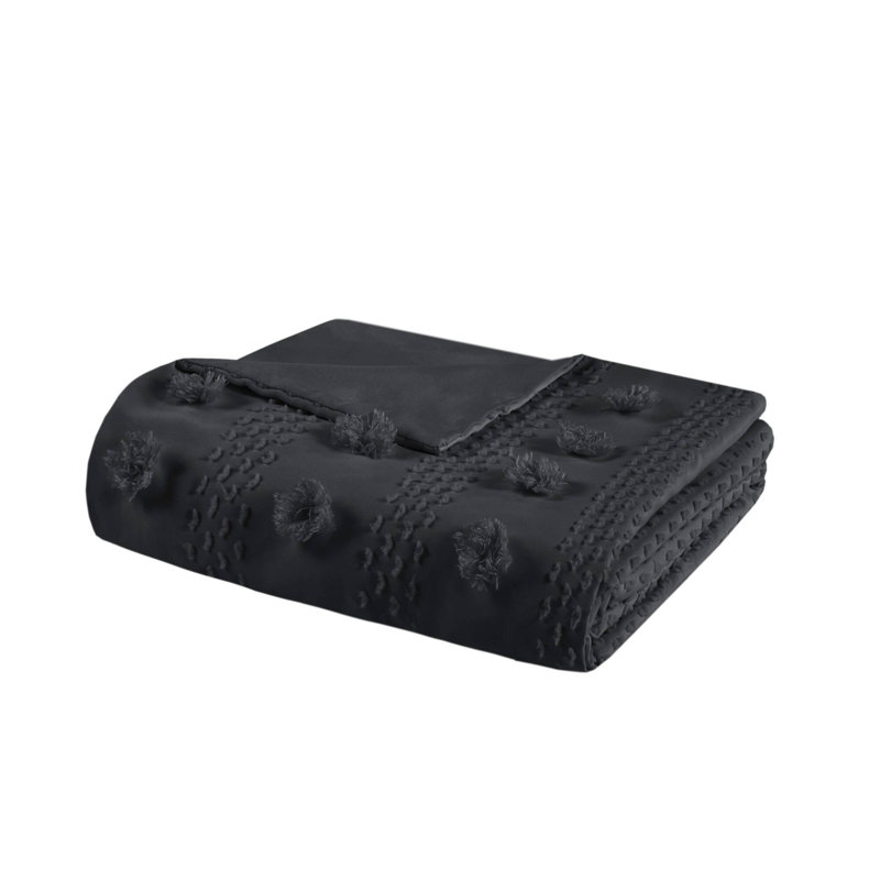 Chic Black Jacquard Bedding Sets With Soft Microfiber
