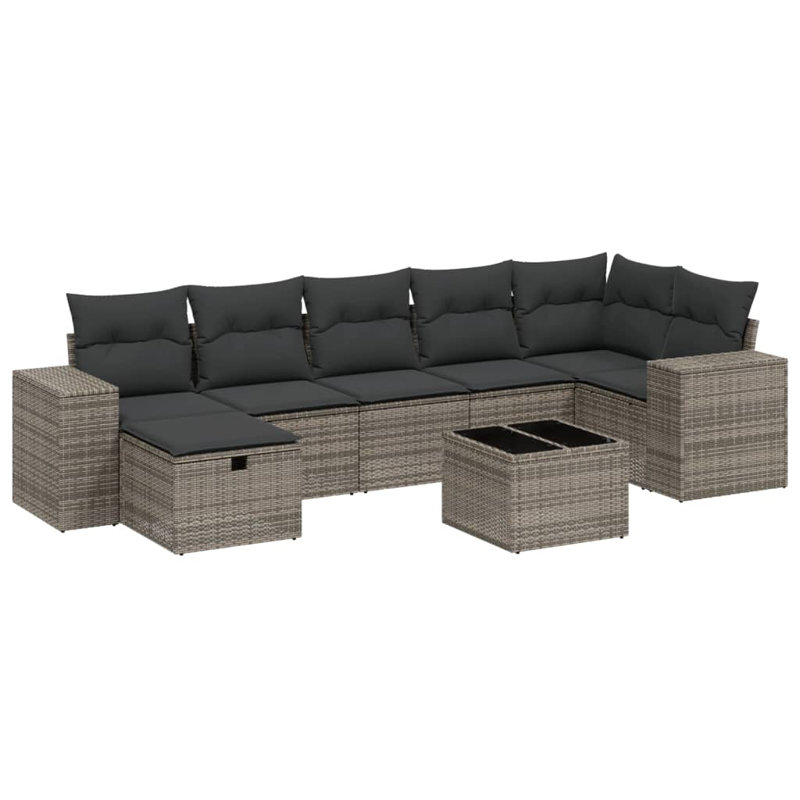 Ensemble de canapé de jardin en acier et verre 8 pièces Vidaxl