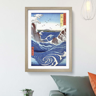 The Naruto Whirlpools by Utagawa Hiroshige - Framed Print