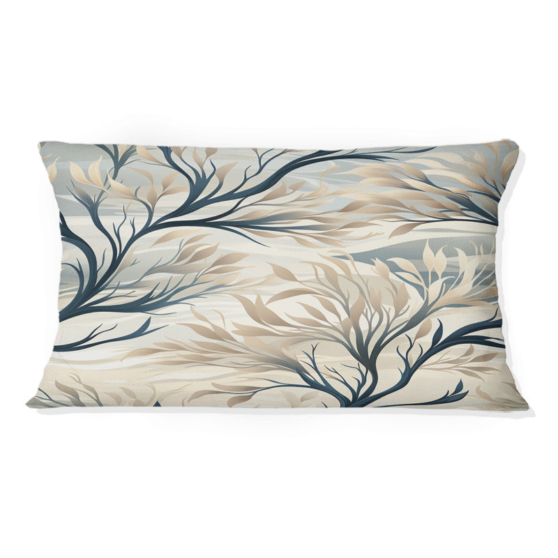 Coussin décoratif à imprimé floral gris