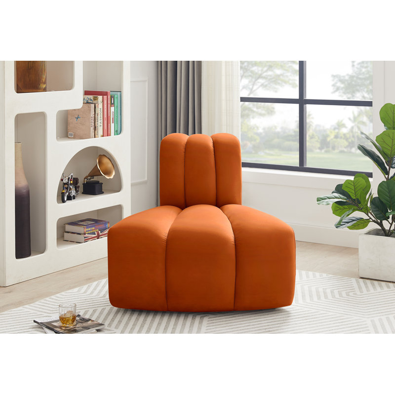 Chaise d'appoint rembourrée Ishna, Velours cognac