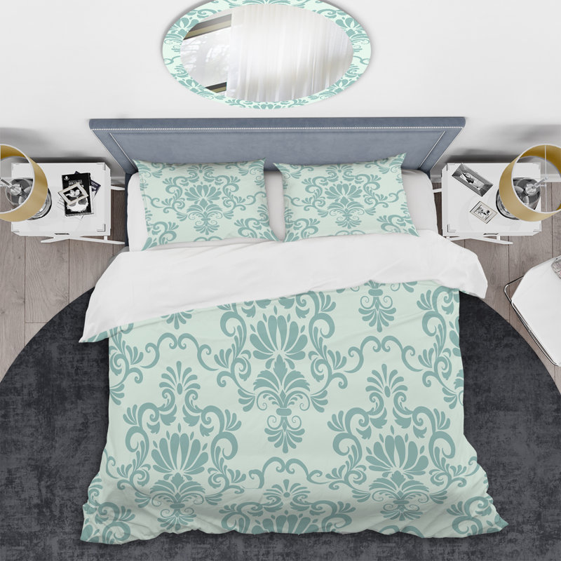 Ensemble de housse de couette en microfibre bleu / blanc / gris clair 3 pièces