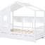 Lit blanc simple en bois avec lit gigogne-1427188734