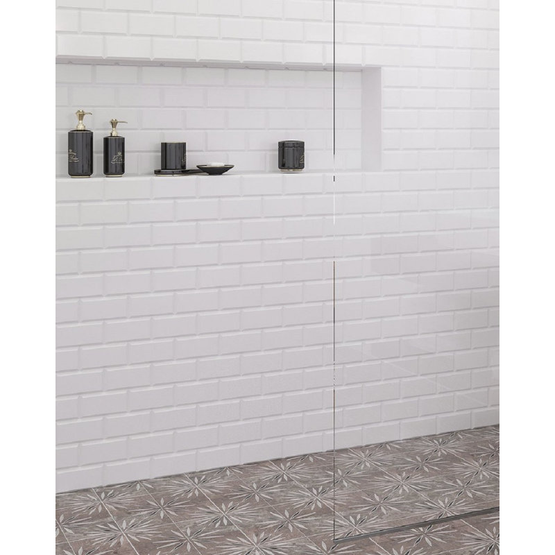 3" X 6" Beveled Marble Subway Tile, Gray