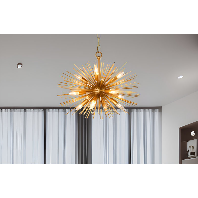 Baskin 12 - Light Dimmable Sputnik Sphere Chandelier, Gold