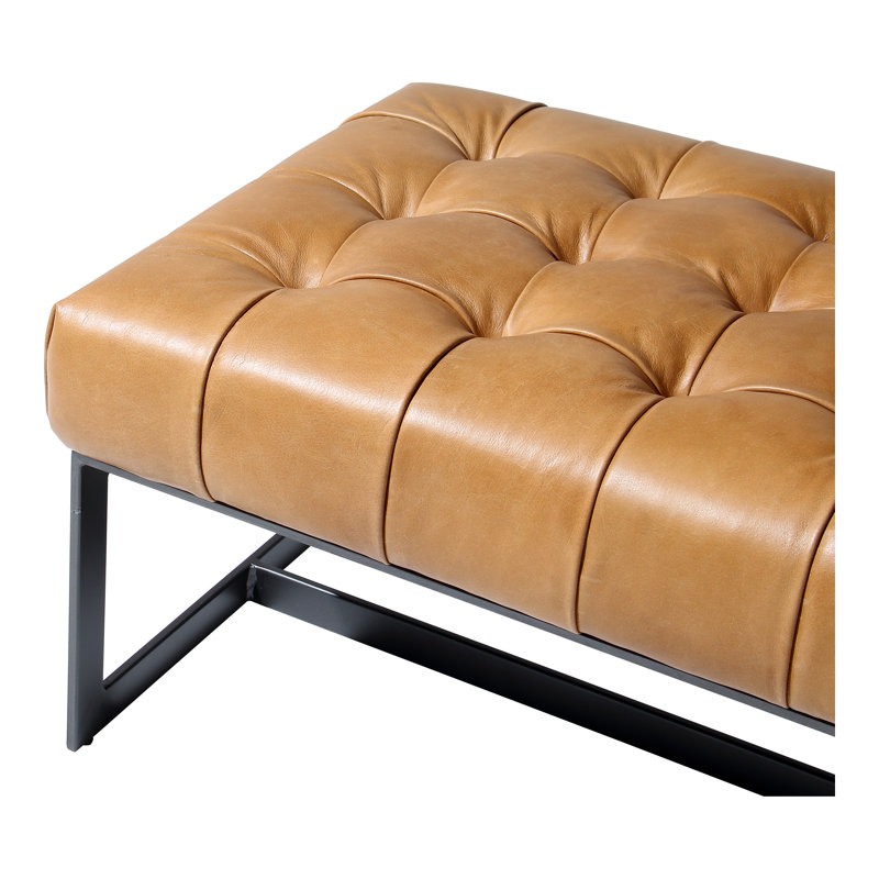Leather Bench, Brown Top Grain Leather