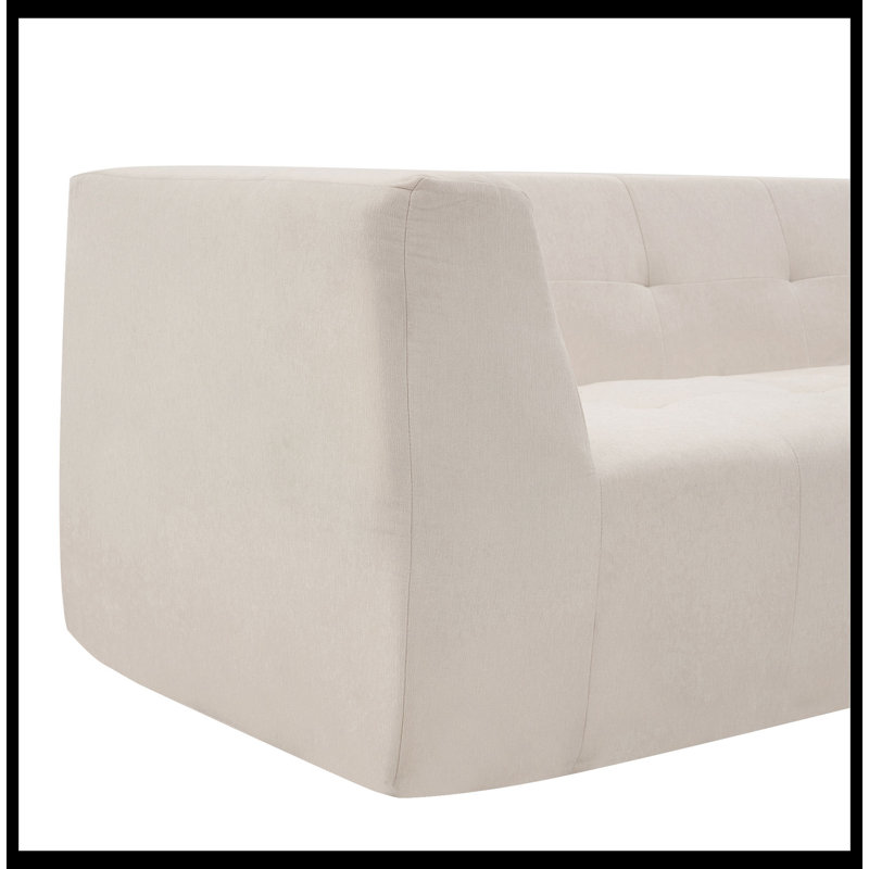 Canapé modulaire 2 pièces rembourré, Tissu sergé beige en polyester