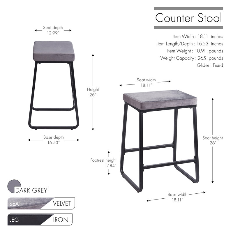 Velmon Bar Stools, Dark Gray, Counter Stool (26” Seat Height)