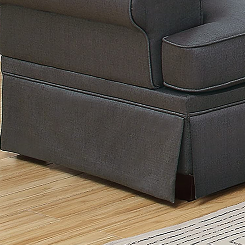 Gris anthracite 2 pièces - Style moderne avec coussin à dossier large Collection de salon Accoudoirs roulés lustrés et jupe inférieure