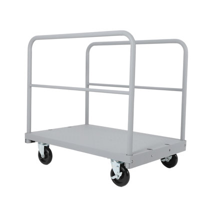 ndustrial-Grade 2-in-1 Panel Truck Cart – 36x24 In Steel Flatbed, 2200 lb Capacity, Heavy-Duty Drywall Dolly, 3 Removable Side Handrails, 360° Swivel