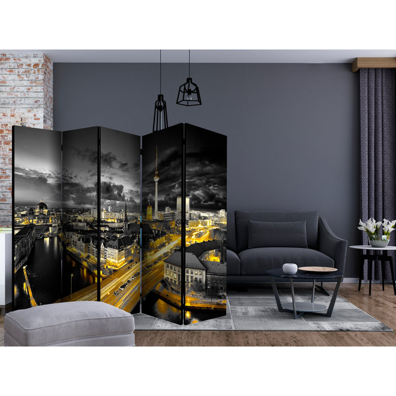 Bannerman 225cm W x 172cm H 5 - Panel Solid Wood Folding Room Divider