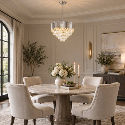 11 Light Transitional Chrome Crystal Chandelier 