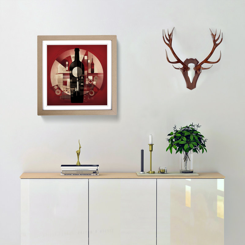 Wine Constructivism No.1 - Single Picture Frame Print on Wood, Oak