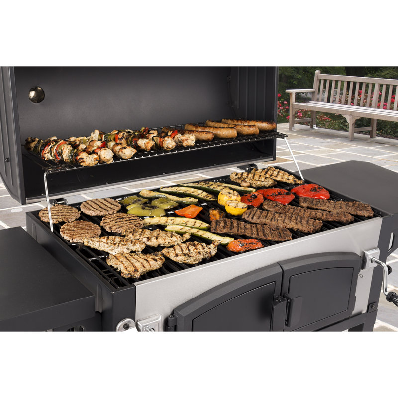 Barbecue baril au charbon 32 po avec tablettes latérales Dyna-Gio, Noir/argenté