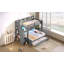 Lit simple superposé au dessus d'un lit double avec escalier de rangement, lit gigogne, tablettes de rangement, DEL et USB, gris-1962278645
