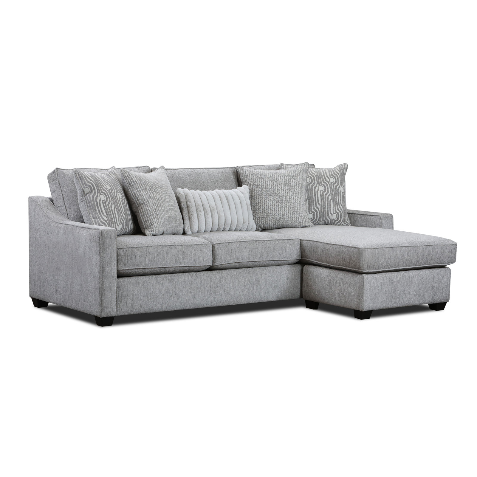 Cherisse Reversible Sofa Chaise Sectional, Gray Polyester
