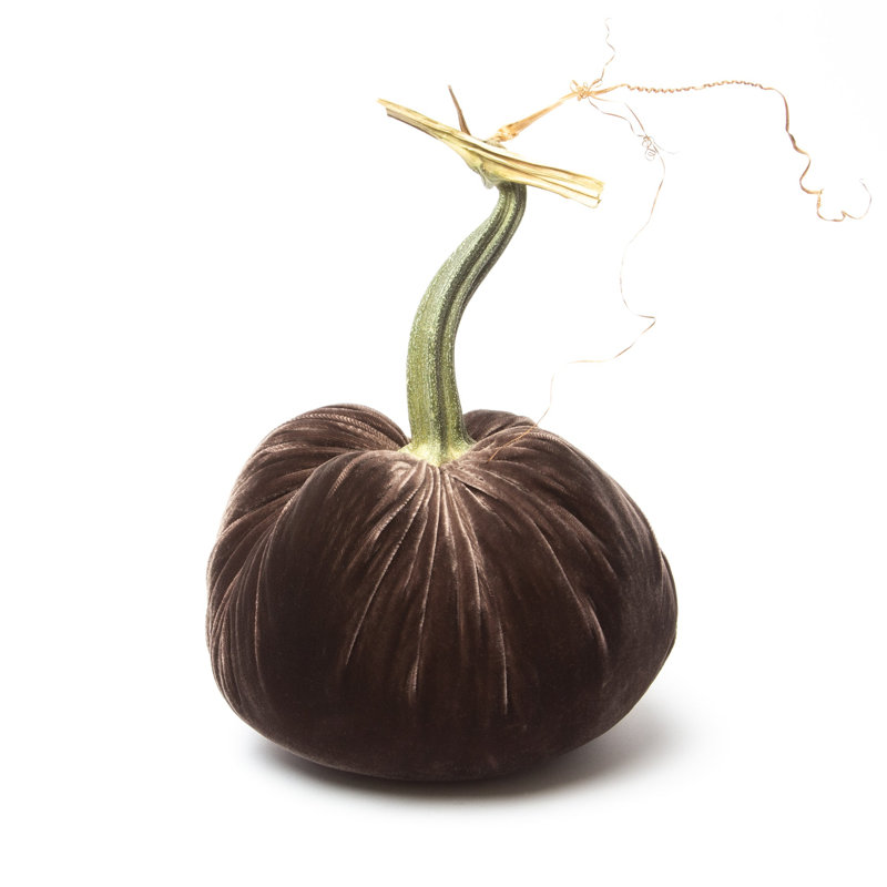 Espresso Silk Velvet Pumpkin, 12" H x 10" W x 10" D