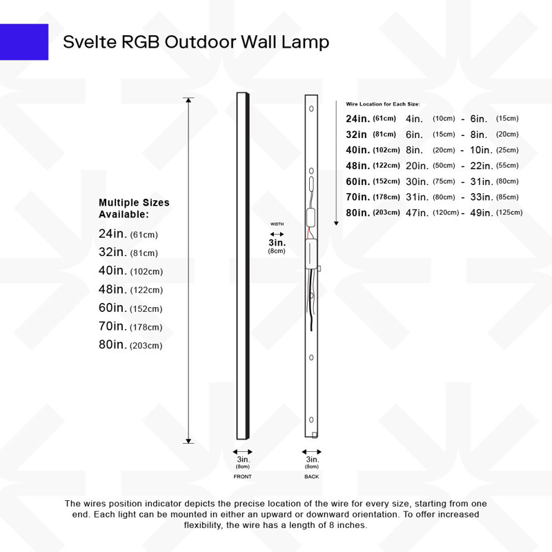Lampe murale d'extérieur Svelte RVB, H 24 po x l 3 po x P 2 po