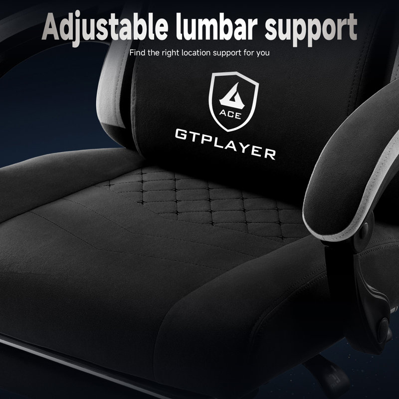 LUCKRACER GAMING CHAIR Adjustable Reclining Ergonomic Swiveling PC & Racing Game Chair with Footrest, Black