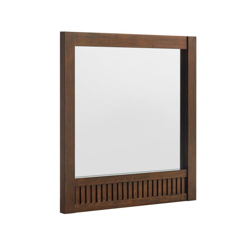 Through Lines Wood Flat Wall Mirror, 30" x 28", Brown