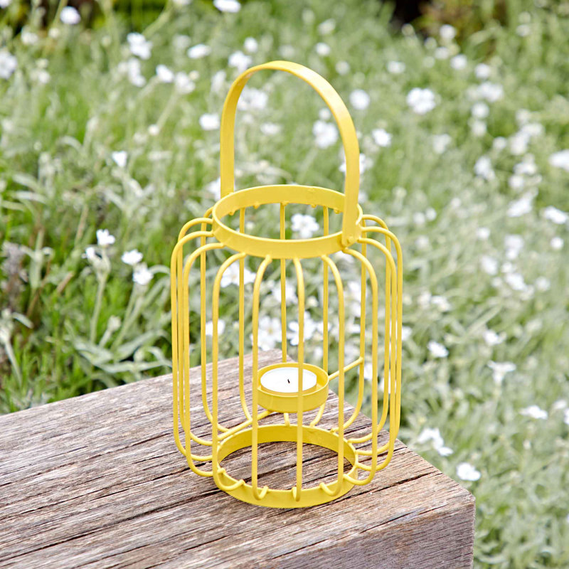 Metal Floor Tealight Holder, Yellow