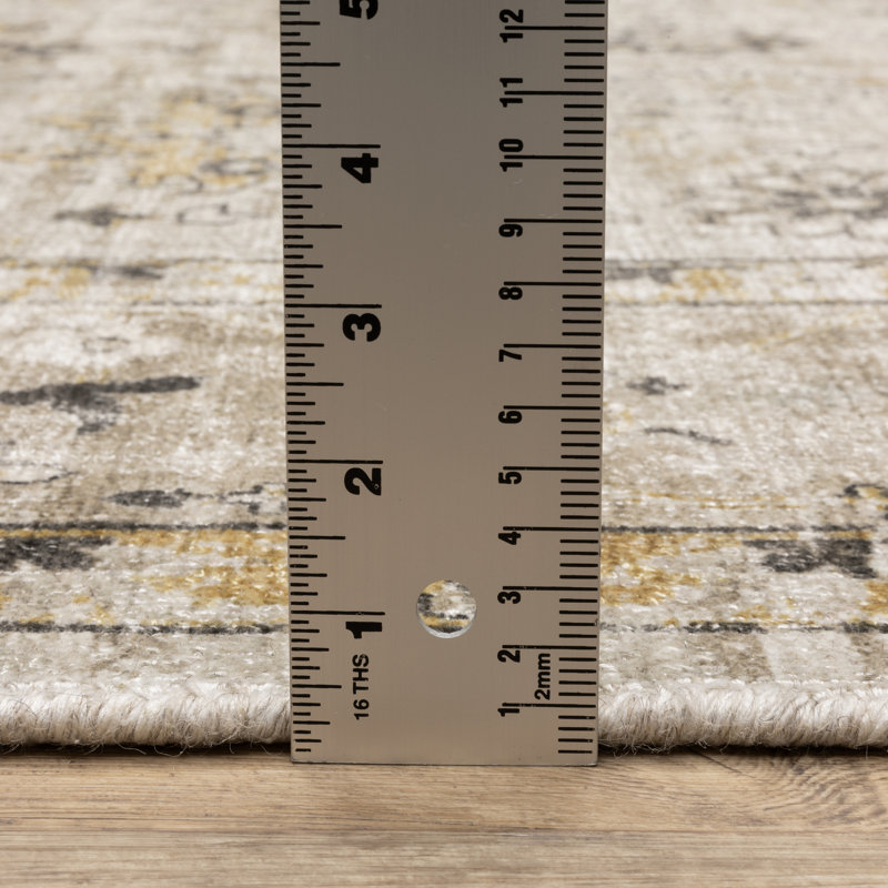 Tapis oriental beige / doré en laine fabriqué à la main Eiligio, Rectangle 8 pi x 10 pi