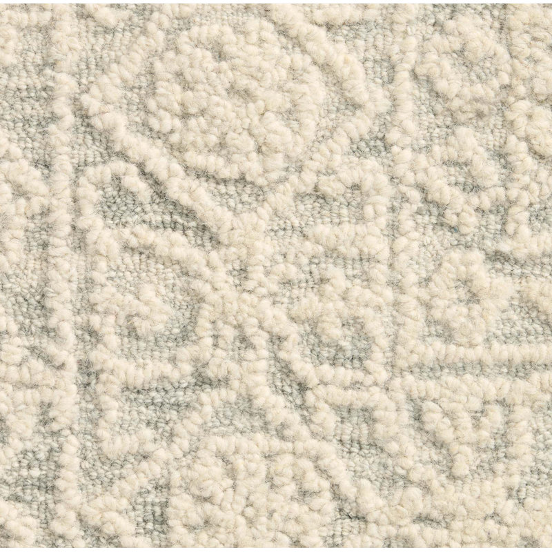 Tapis oriental en laine touffeté à la main de couleur brume / ivoire Albie, Tapis de couloir 2 pi 6 po x 9 pi 9 po