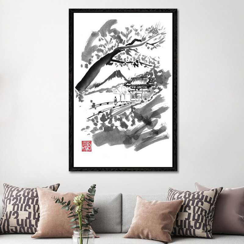 Temple by Péchane - Painting on Canvas, Black Framed, 152.5 cm H x 101.5 cm W