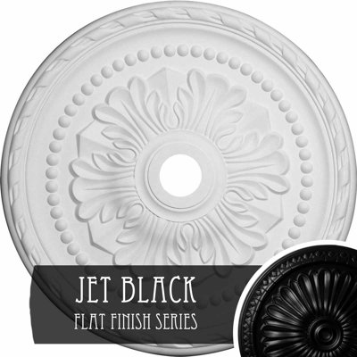 Endurathane Palmetto Ceiling Medallion, 31 1/2"OD x 3 5/8"ID x 1 3/4"P (Fits Canopies up to 7 5/8"), Hand-Painted Jet Black Finish