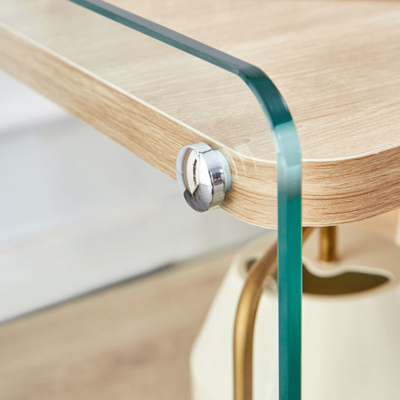 Three-Tier Bedside Table, Wood/Clear